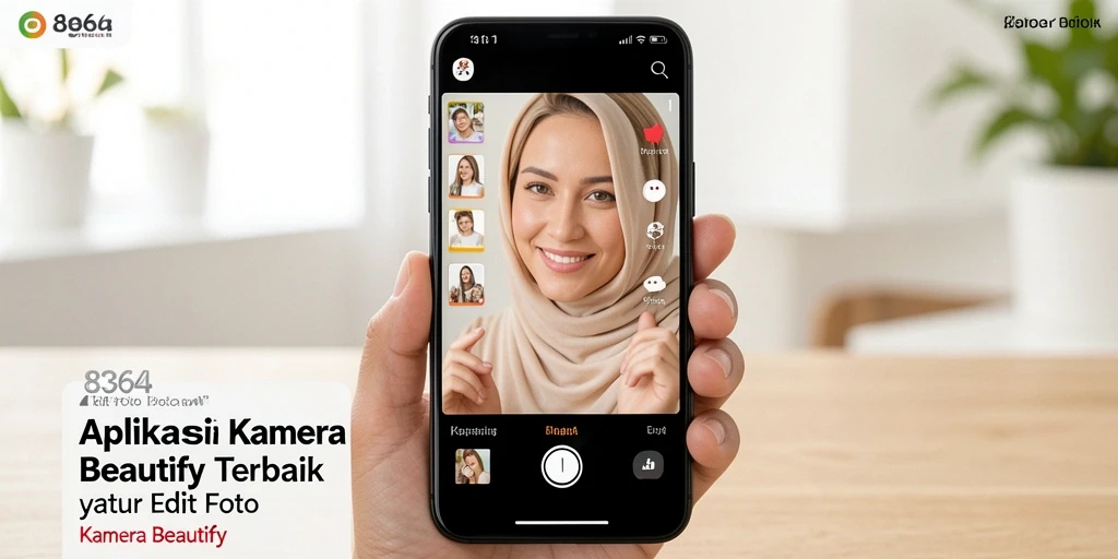 Tampilan antarmuka aplikasi 8364 dengan fitur Kamera Beautify.