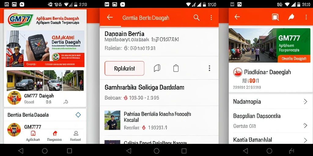 Tampilan antarmuka GM777 dengan berita daerah terbaru.