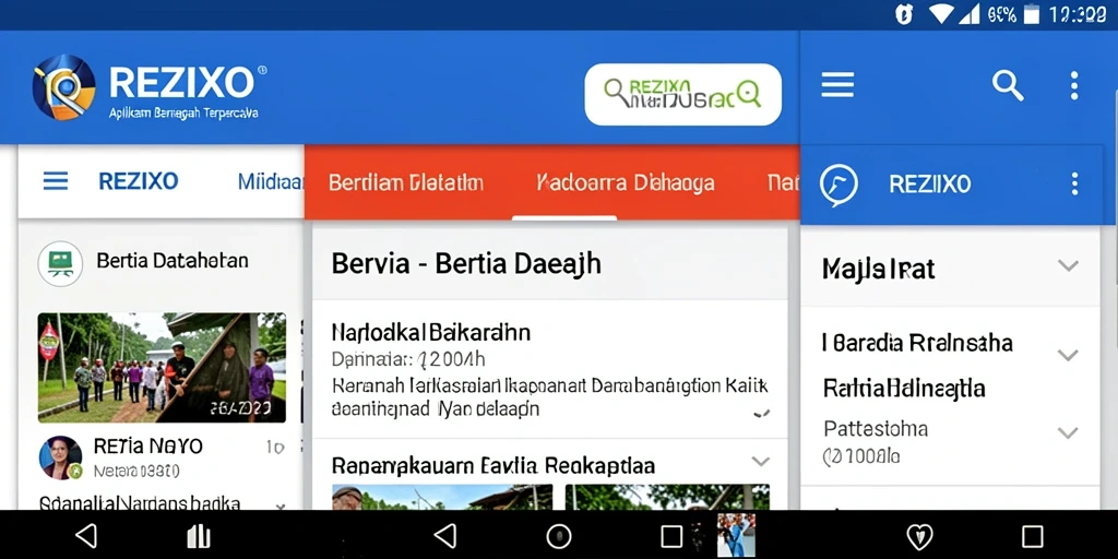 Antarmuka utama aplikasi REZIXO dengan berita daerah terkini.