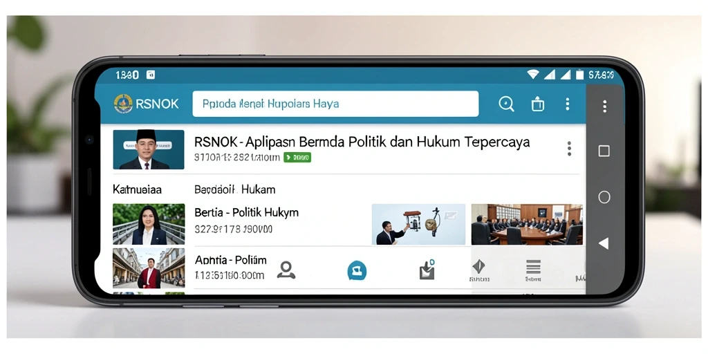 Tampilan antarmuka RSNOK dengan berita politik dan hukum terkini.
