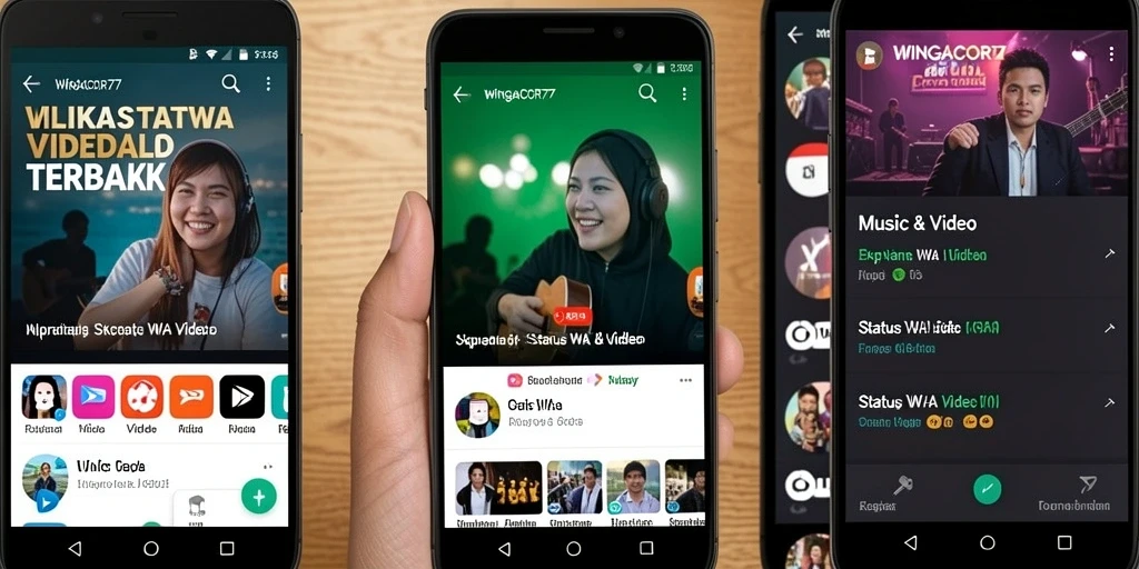 Antarmuka aplikasi WINGACOR77 untuk membuat Status WA Video yang menarik.